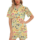 Sun Glasses Pattern Print Design 05 Women's V-Neck Short Pajama Set