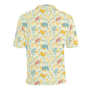 Hippopotamus Pattern Print Design 04 Men's All Over Print Polo Shirt