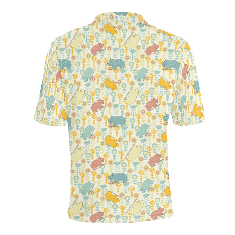 Hippopotamus Pattern Print Design 04 Men's All Over Print Polo Shirt