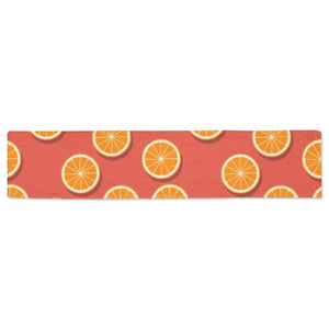 Oranges pattern red background Table Runner
