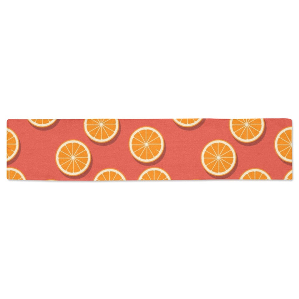 Oranges pattern red background Table Runner