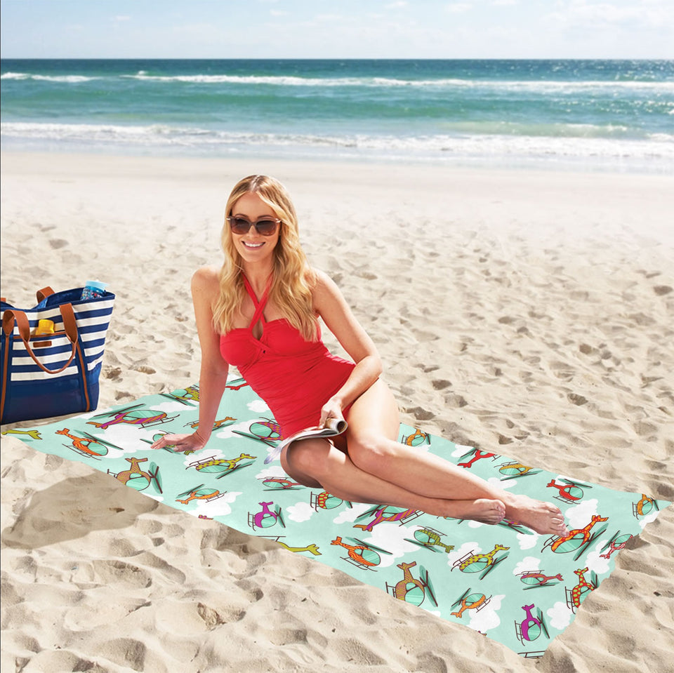 Helicopter design pattern Beach Towel