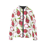 dragon fruits white background Women's Padded Hooded Jacket