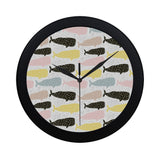 Whale dot pattern Elegant Black Wall Clock