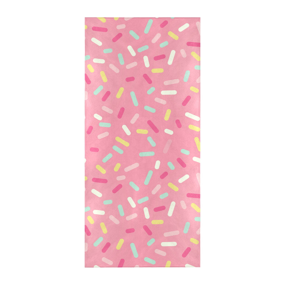 Pink donut glaze candy pattern Beach Towel