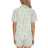 Seahorse shell pattern Women's V-Neck Short Pajama Set