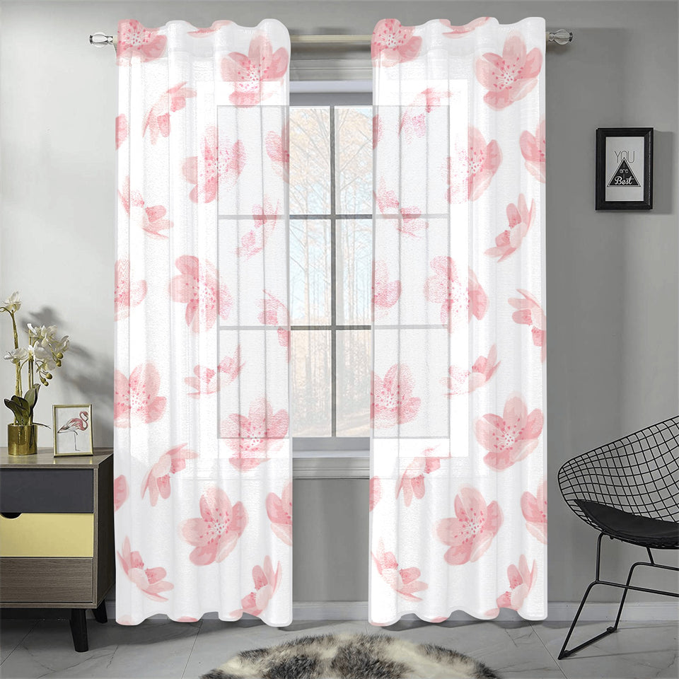 Pink sakura cherry blossom pattern Gauze Curtain