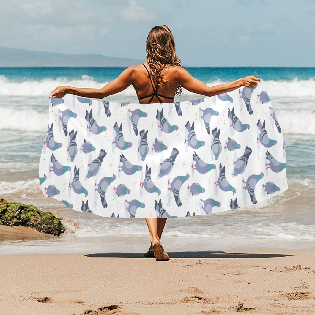 Pigeon Pattern Print Design 03 Beach Towel