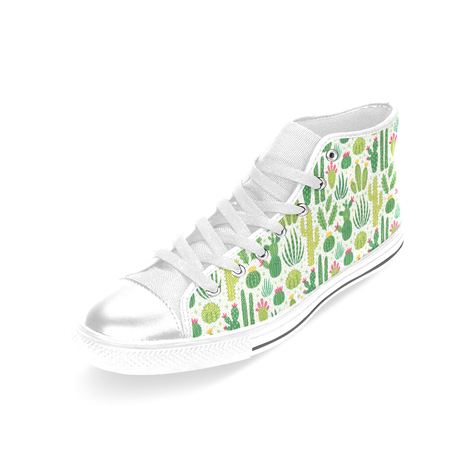 Cactus pattern copy Women's High Top Canvas Canvas Shoes White