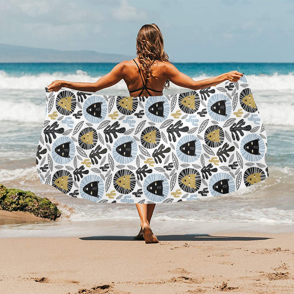 Lion Pattern Print Design 05 Beach Towel