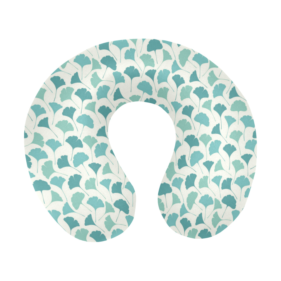 Green ginkgo leaves pattern U-Shaped Travel Neck Pillow