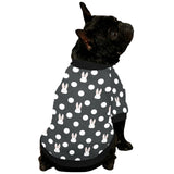 Cute white rabbit polka dots black background All Over Print Pet Dog Round Neck Fuzzy Shirt