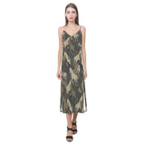 Horse Camouflage Pattern V-Neck Open Fork Long Dress