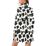 Cow skin pattern Women's Long Sleeve Belted Night Robe