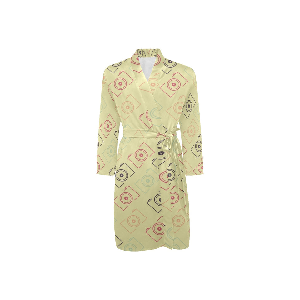Camera Pattern Print Design 01 Men's Long Sleeve Belted Night Robe