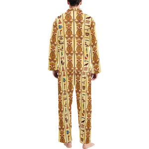 Egypt Hieroglyphics Pattern Print Design 04 Men's Long Pajama Set