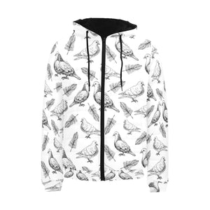 Pigeon Pattern Print Design 05 Men's Padded Hooded Jacket