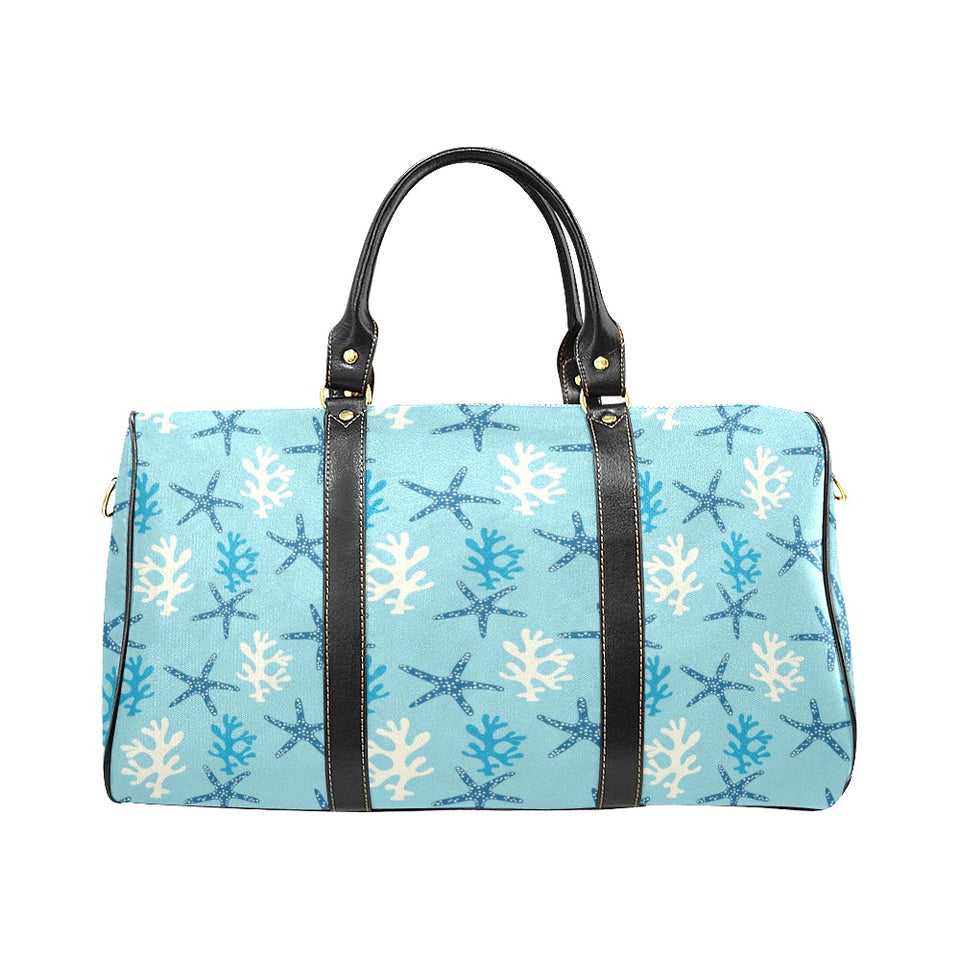 Blue starfish coral reef pattern Travel Bag