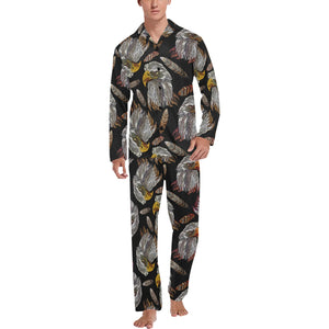 Eagle Pattern Print Design 05 Men's Long Pajama Set