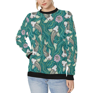 Koi Fish Carp Fish lotus pattern Women's Crew Neck Sweatshirt