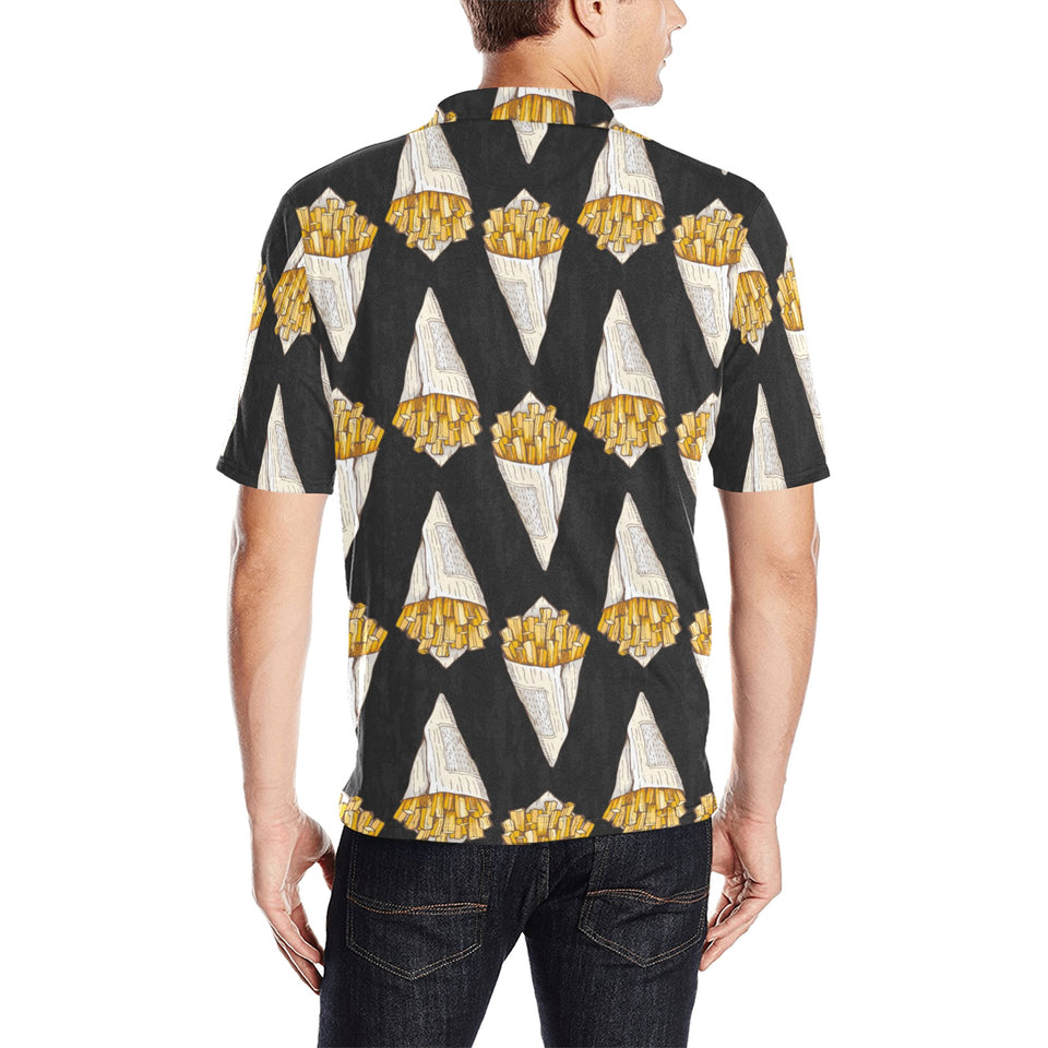 French fries dark background Men's All Over Print Polo Shirt