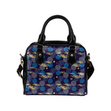 Blue japanese pattern cloud wave flower Shoulder Handbag