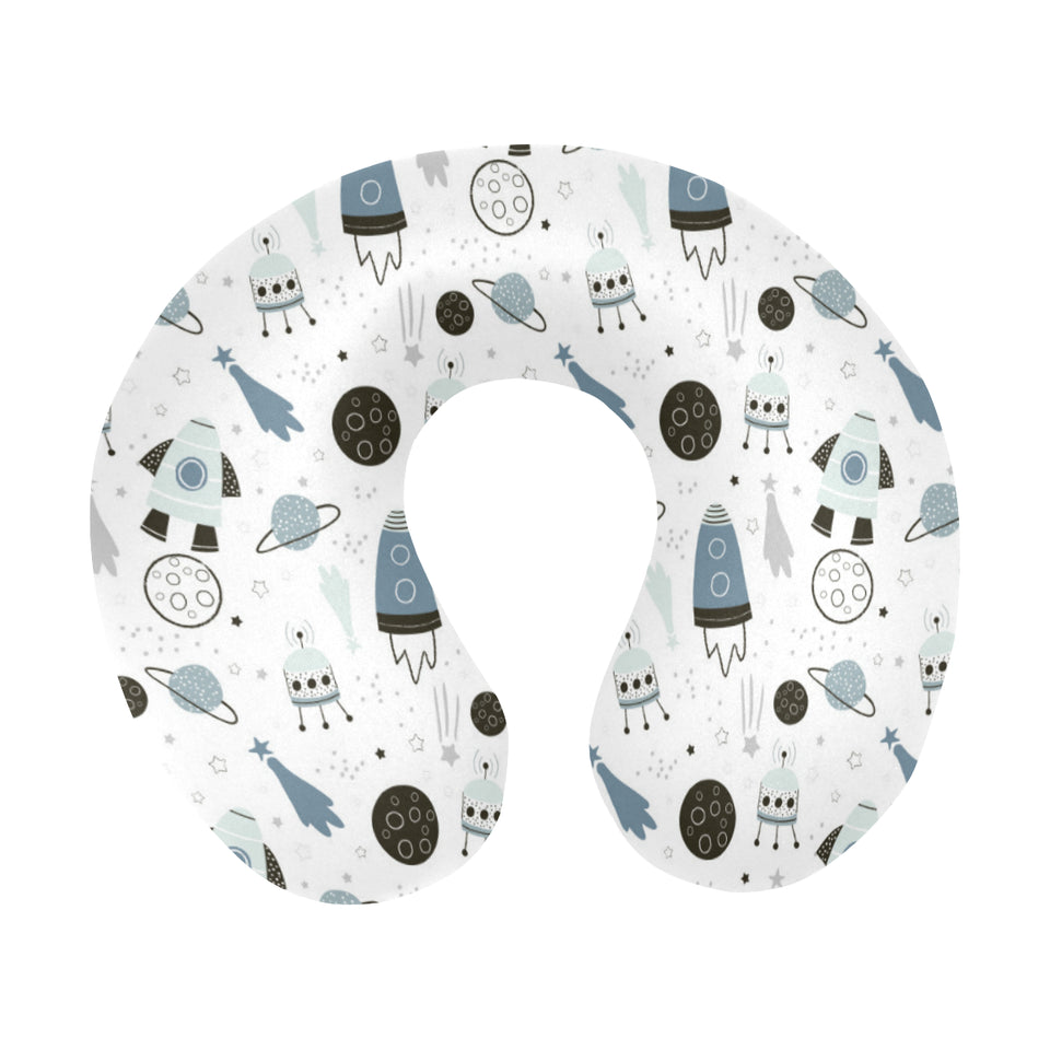 Hand drawn space elements space rocket star planet U-Shaped Travel Neck Pillow