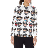 Cute ninja design pattern Women's Long Sleeve Polo Shirt