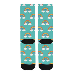Rainbow pattern green background Crew Socks