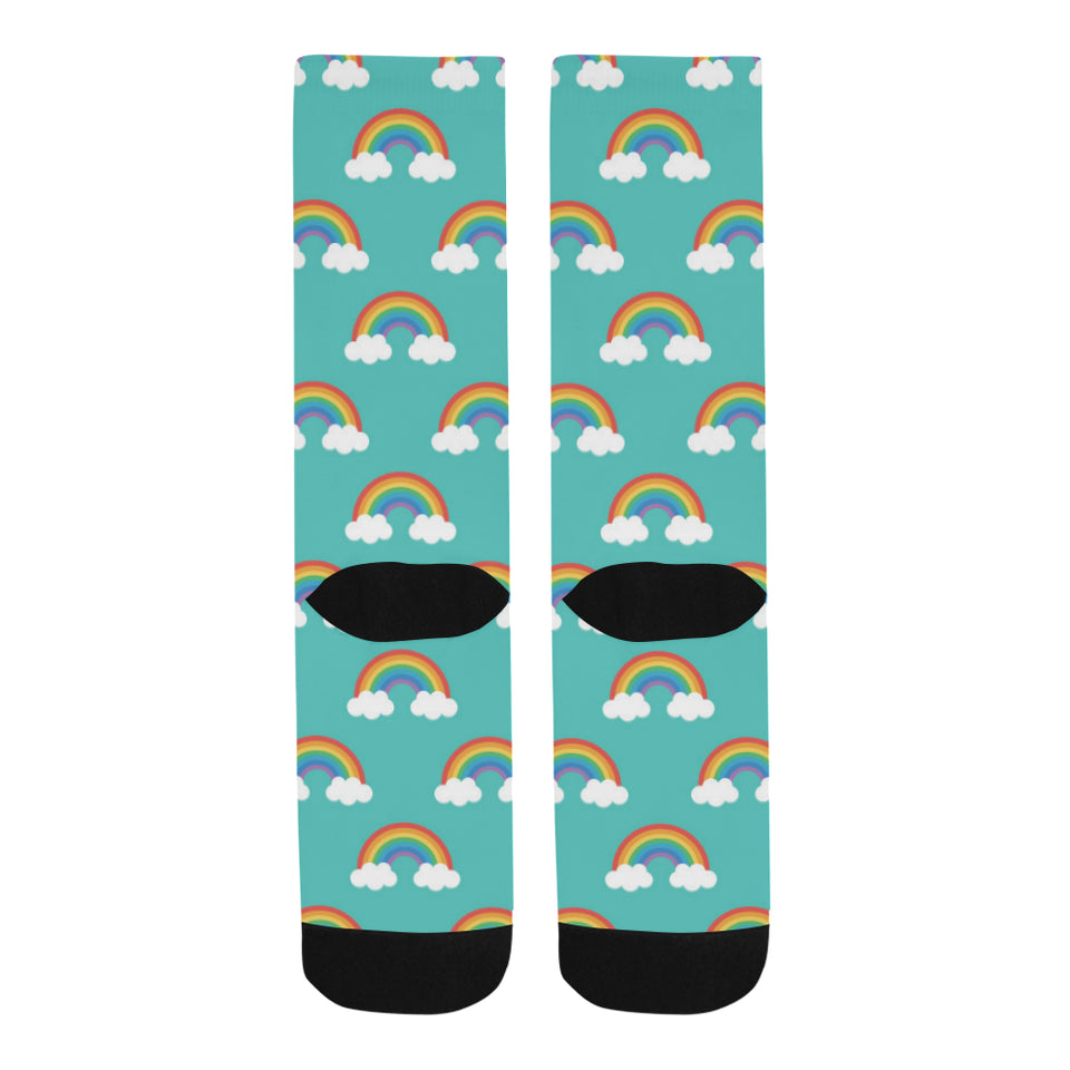 Rainbow pattern green background Crew Socks