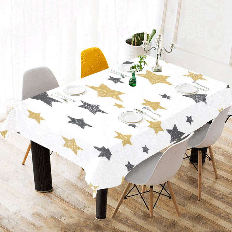 hand drawn gold black star pattern Tablecloth