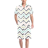 zigzag chevron paint pattern Men's V-Neck Short Pajama Set