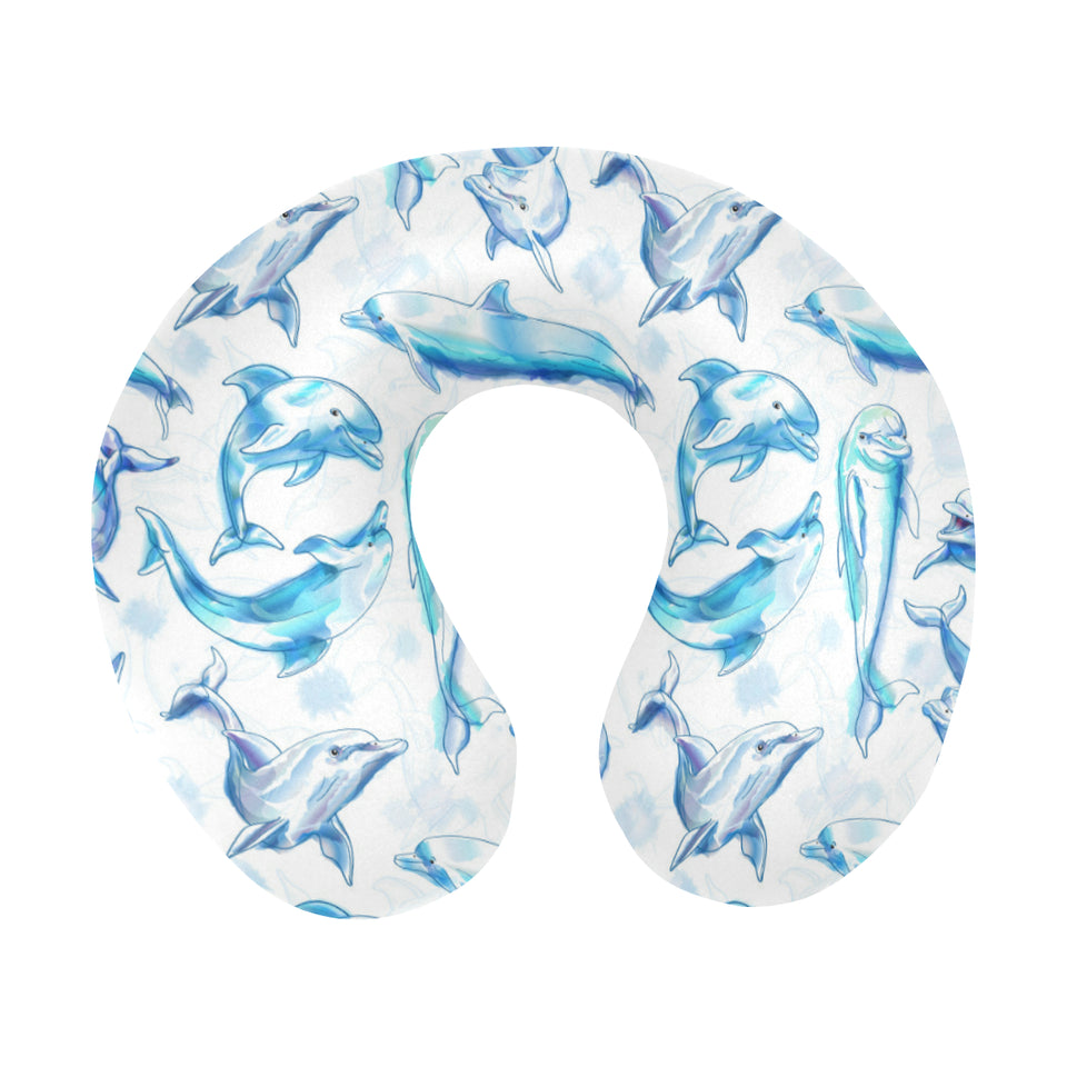 Watercolor dolphin pattern U-Shaped Travel Neck Pillow