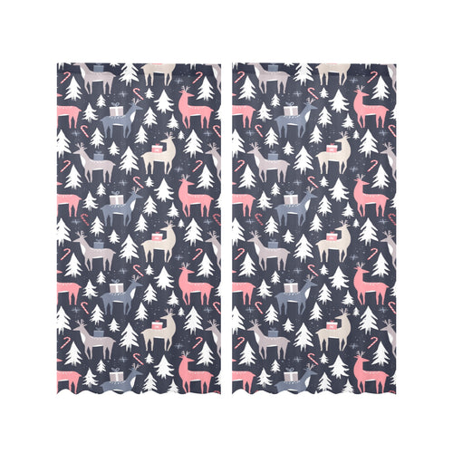 Deers Winter Christmas pattern Gauze Curtain