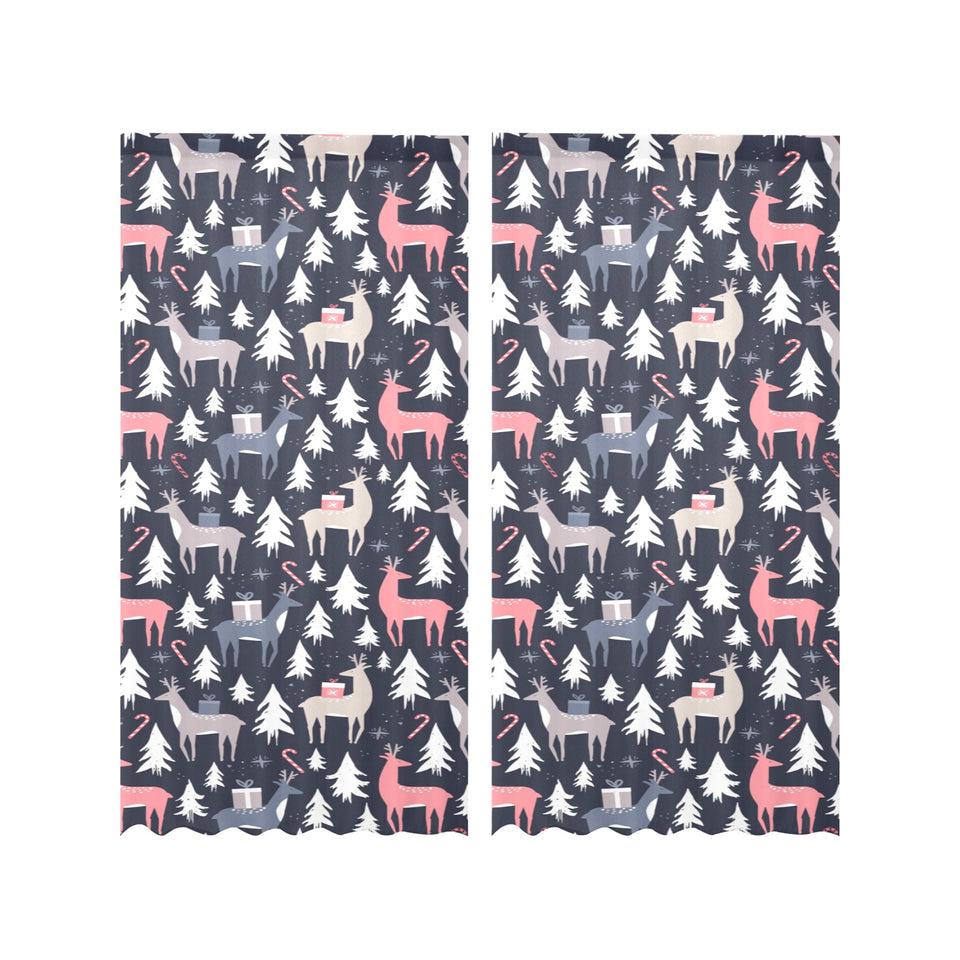 Deers Winter Christmas pattern Gauze Curtain