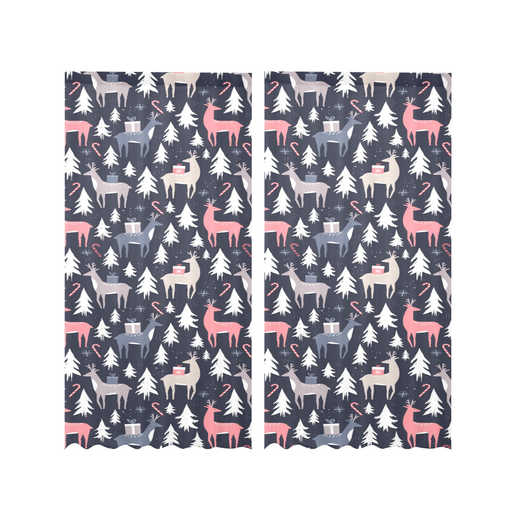 Deers Winter Christmas pattern Gauze Curtain