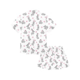 Watercolor cute rabbit pattern Kids' Boys' Girls' V-Neck Short Pajama Set