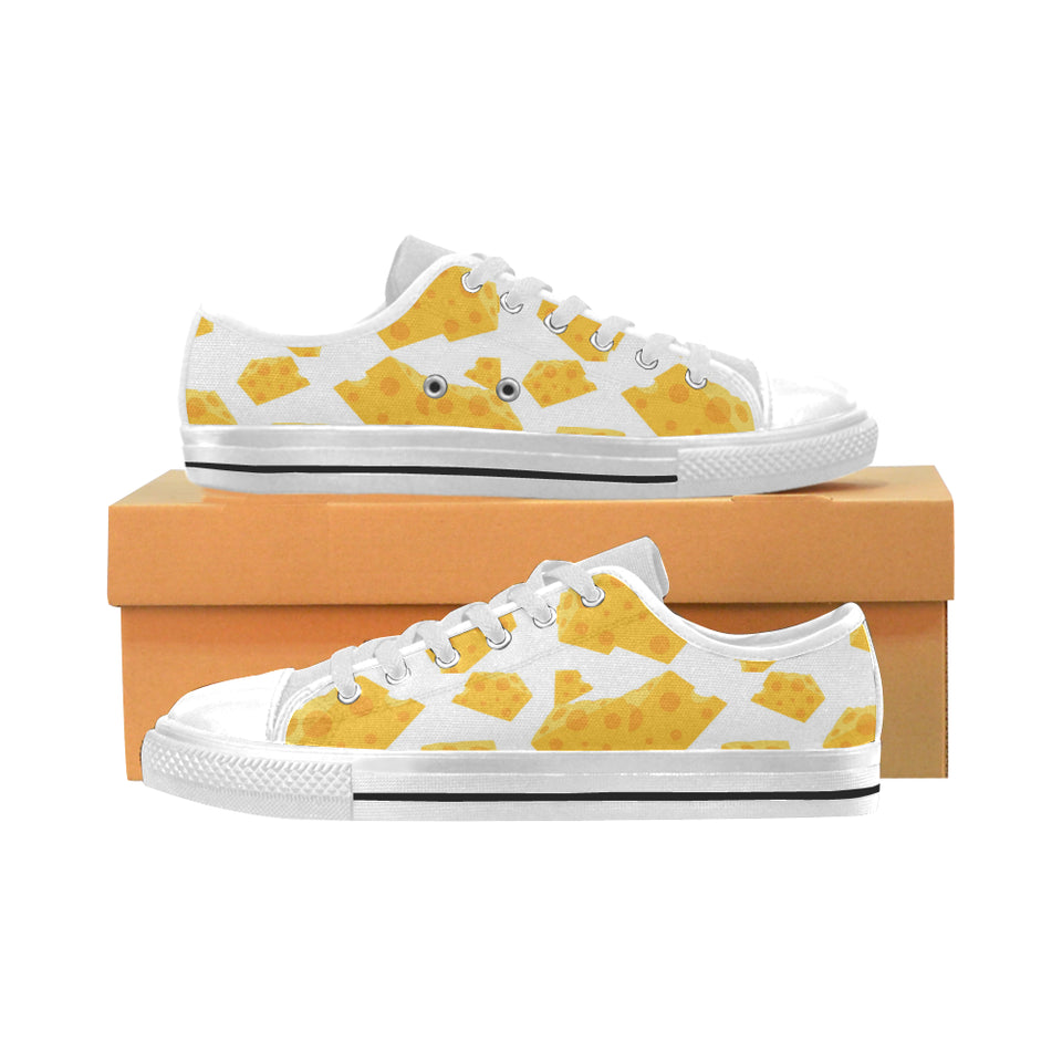 Cheese slice pattern Men's Low Top Shoes White