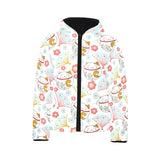 Maneki neko cat fan sakura Kids' Boys' Girls' Padded Hooded Jacket