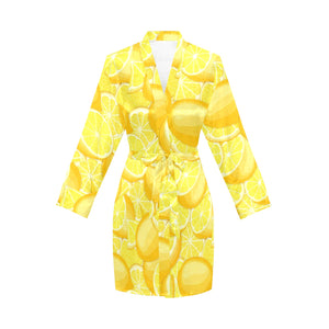 lemon pattern Women's Long Sleeve Belted Night Robe