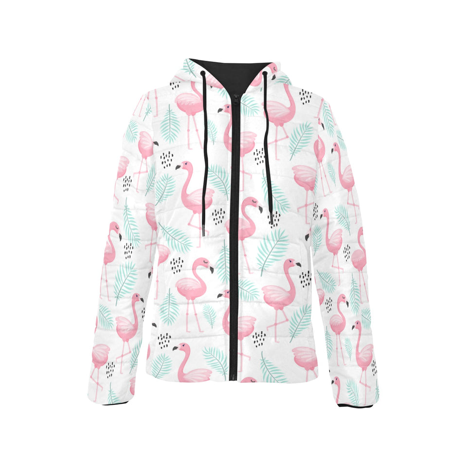 Cute flamingo pattern Women's Padded Hooded Jacket