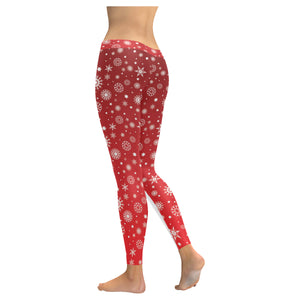 Snowflake pattern red background Women's Legging Fulfilled In US