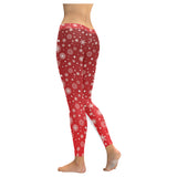 Snowflake pattern red background Women's Legging Fulfilled In US