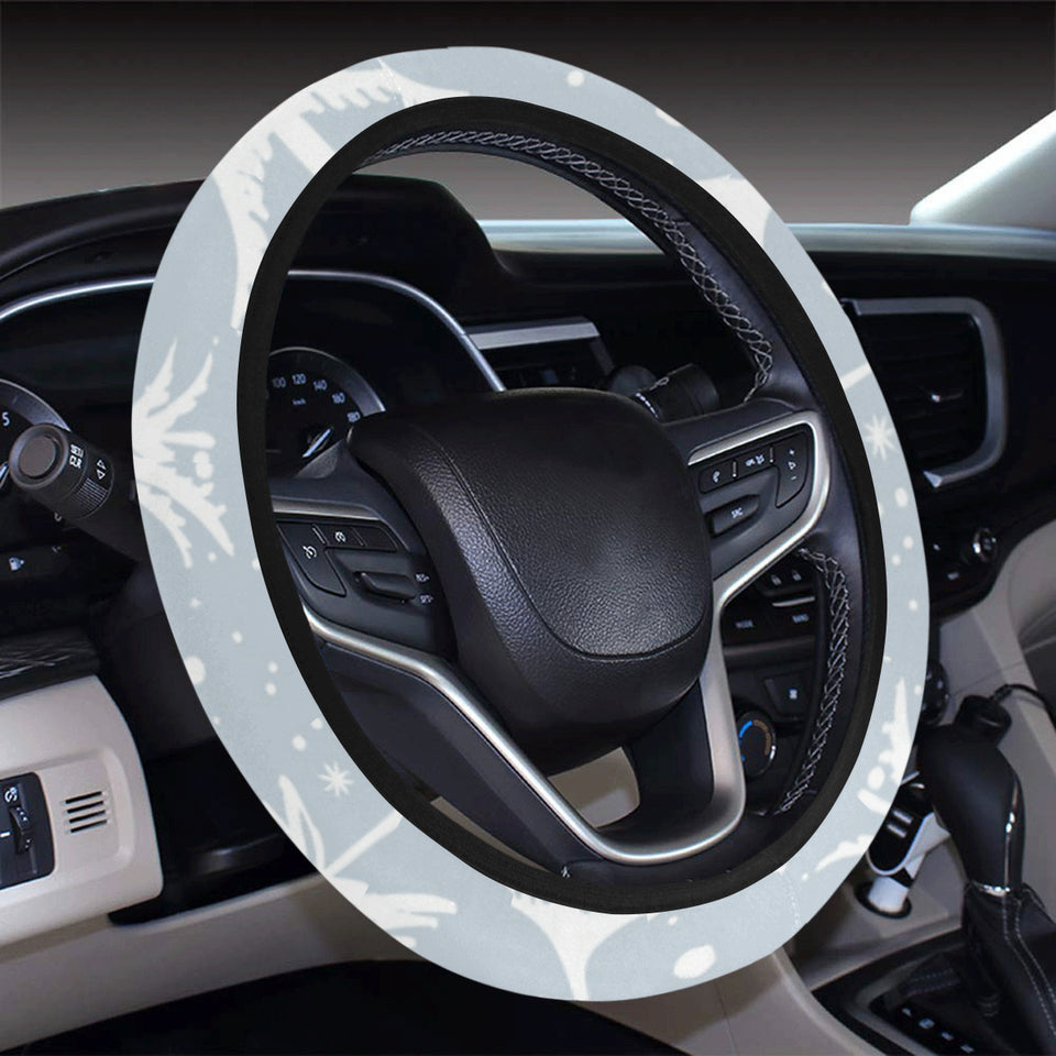 Christmas tree winter forest pattern Car Steering Wheel Cover