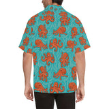 Octopus turquoise background Men's All Over Print Hawaiian Shirt