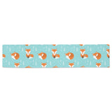 Fox pattern blue b ackground Table Runner