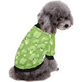 Broccoli pattern green background All Over Print Pet Dog Round Neck Fuzzy Shirt