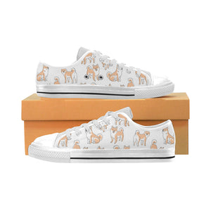 shiba inu dog pattern Men's Low Top Shoes White