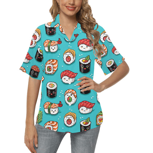 Cute sushi pattern Women's All Over Print Hawaiian Shirt