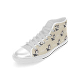 Cute Siberian Husky pattern Men's High Top Canvas Shoes White